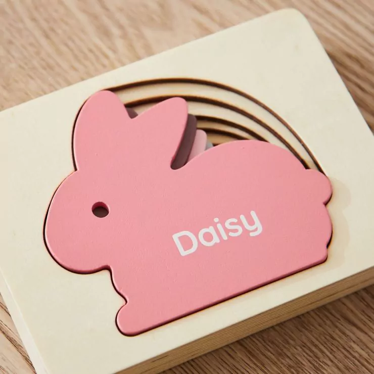 Personalised Pink Bunny Puzzle Toy