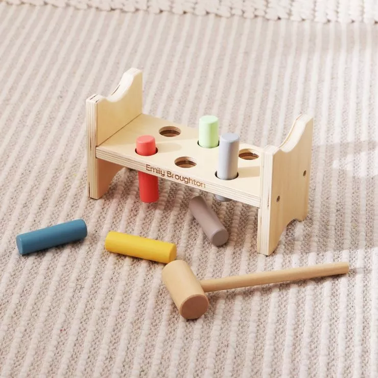 Personalised Wooden Hammer Bench Toy