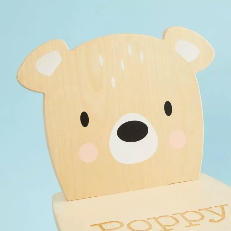 Personalised Bear Design Children's Chair - Head Detail

