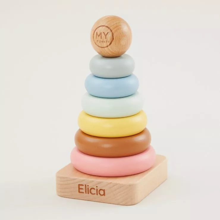 Personalised Rainbow Wooden Stacker Toy