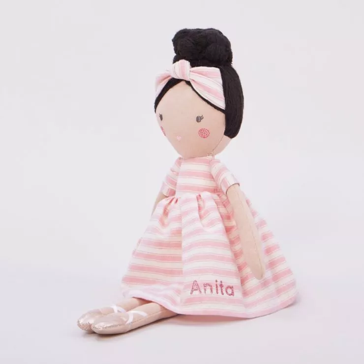 Personalised Soft Doll in Stripey Dress