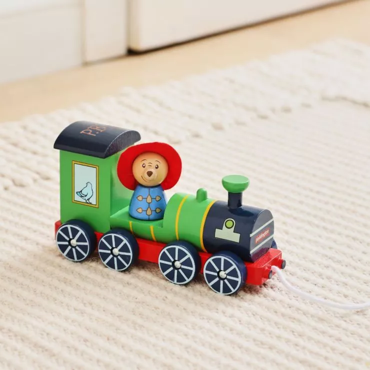 Personalised Orange Tree Toys Paddington Bear Pull-Along Train Toy