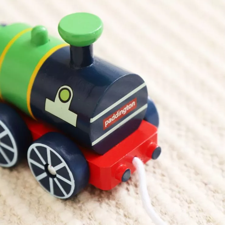 Personalised Orange Tree Toys Paddington Bear Pull-Along Train Toy