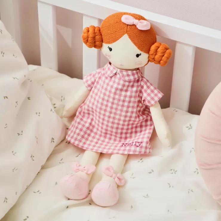 Personalised My 1st Doll in Pink Dress - Red Hair