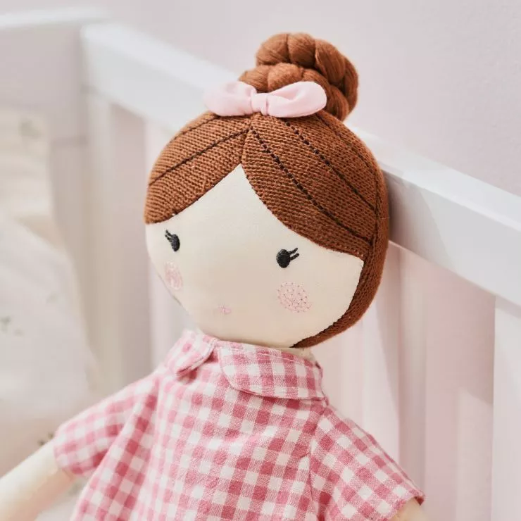 Personalised My 1st Doll in Pink Dress - Brown Hair