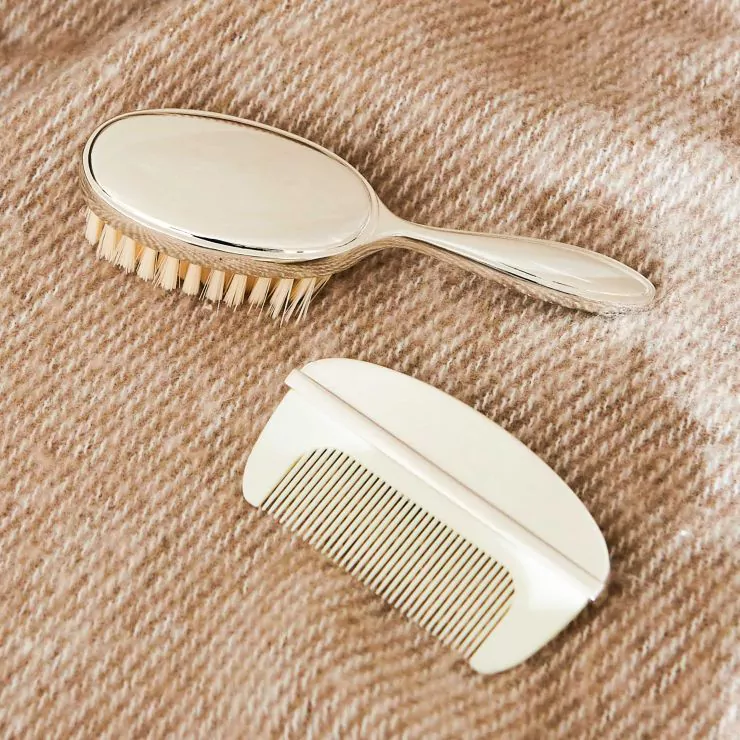 Personalised Silver-Plated Christening Brush & Comb Set