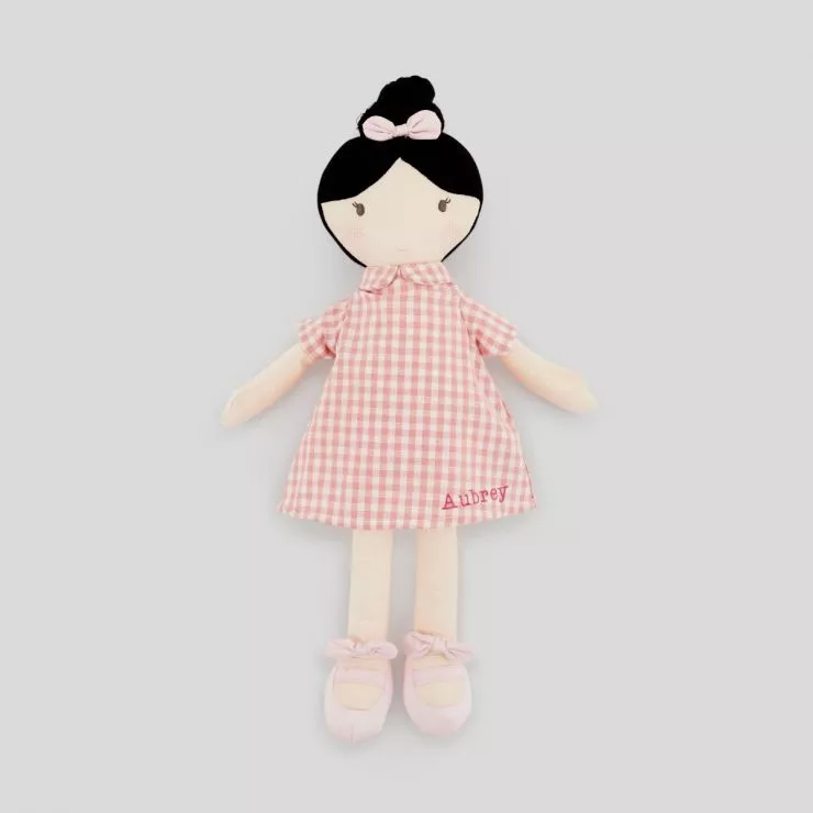 Personalised My 1st Doll in Pink Dress - Black Hair