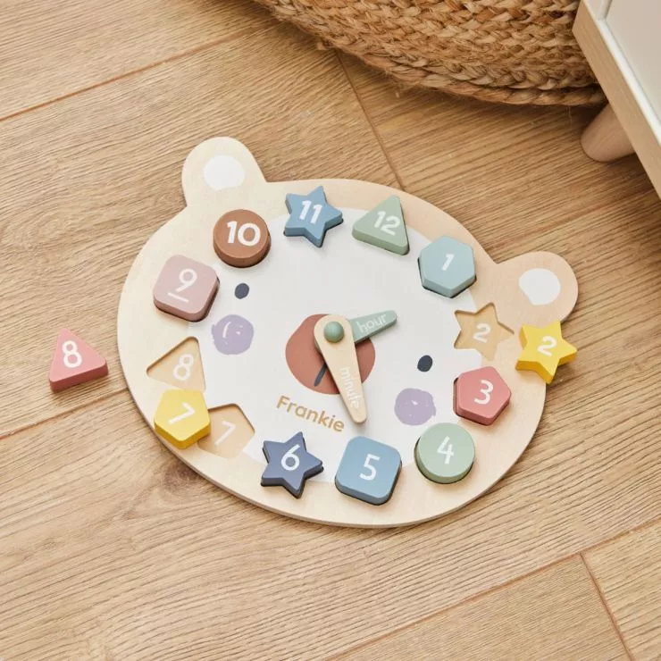 Personalised Wooden Bear Clock Puzzle
