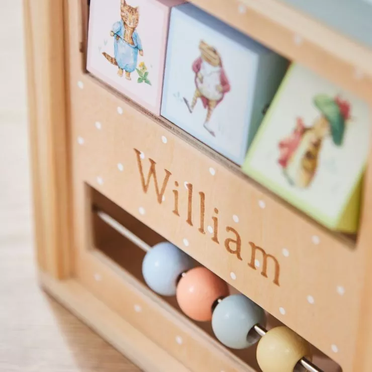 Personalised Peter Rabbit Wooden Activity Cube Toy