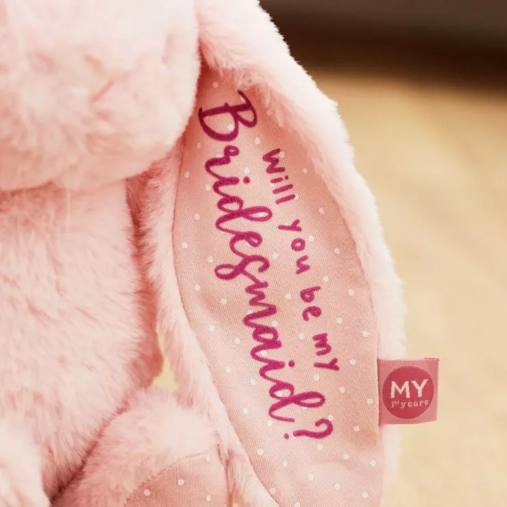 Personalised Will You Be My Bridesmaid Pink Bunny Soft Toy