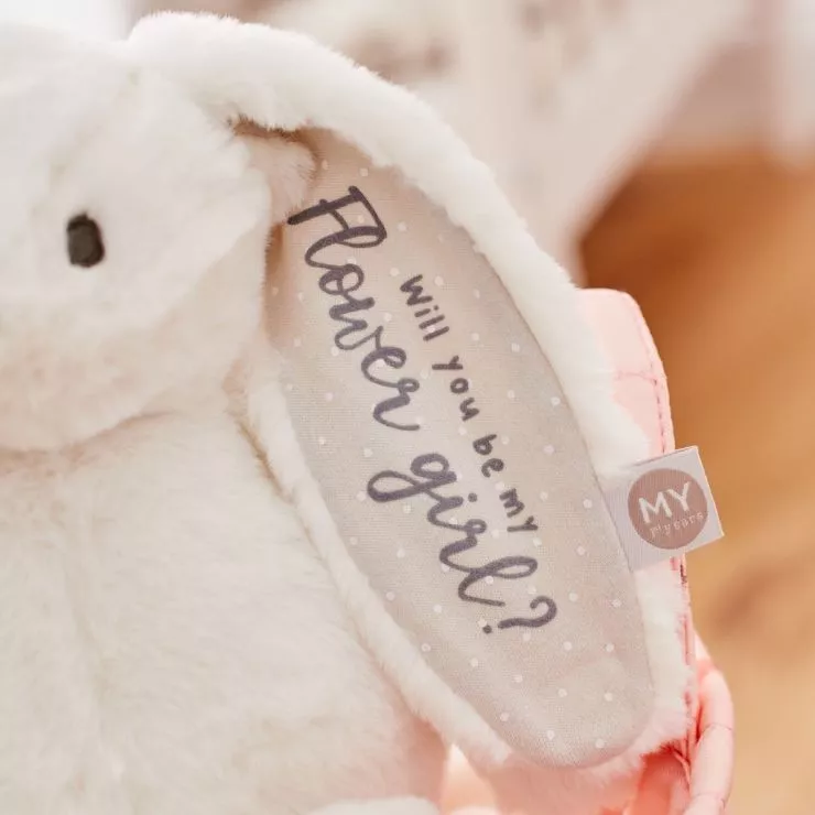 Personalised Will You Be My Flower Girl White Bunny Soft Toy