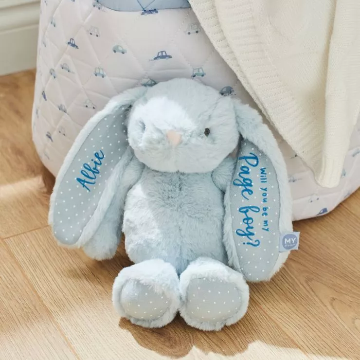 Personalised Will You Be My Pageboy Blue Bunny Soft Toy