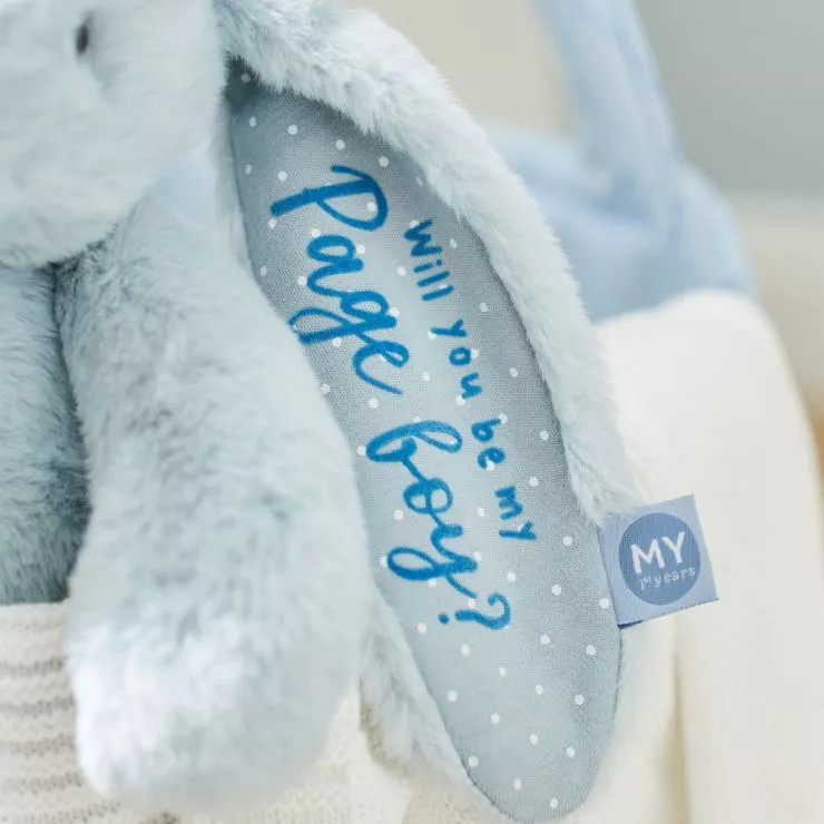 Personalised Will You Be My Pageboy Blue Bunny Soft Toy
