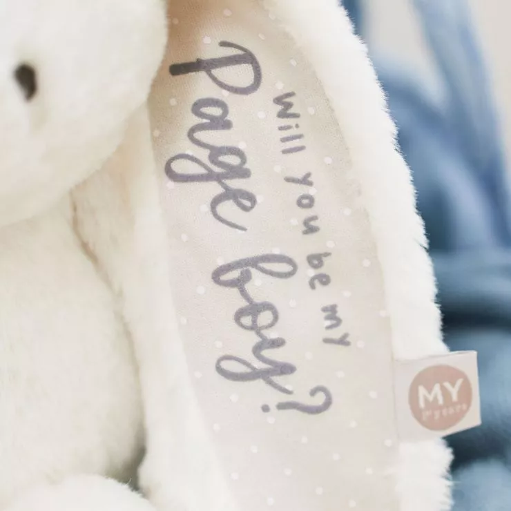 Personalised Will You Be My Pageboy White Bunny Soft Toy
