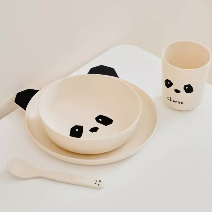 Personalised Liewood Panda 4 Piece Dinner Set