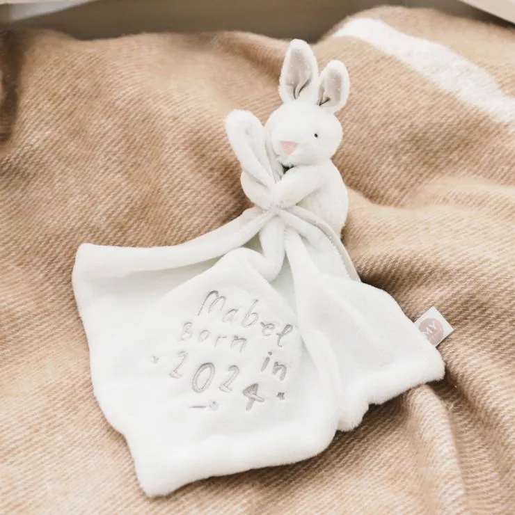 Personalised Born in 2024 Ivory Bunny Comforter