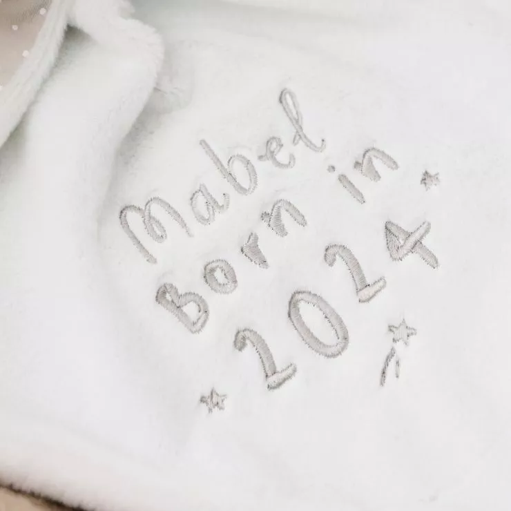 Personalised Born in 2024 Ivory Bunny Comforter