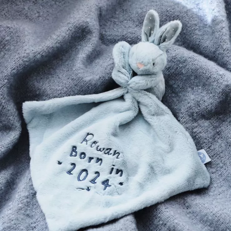 Personalised Born in 2024 Blue Bunny Comforter