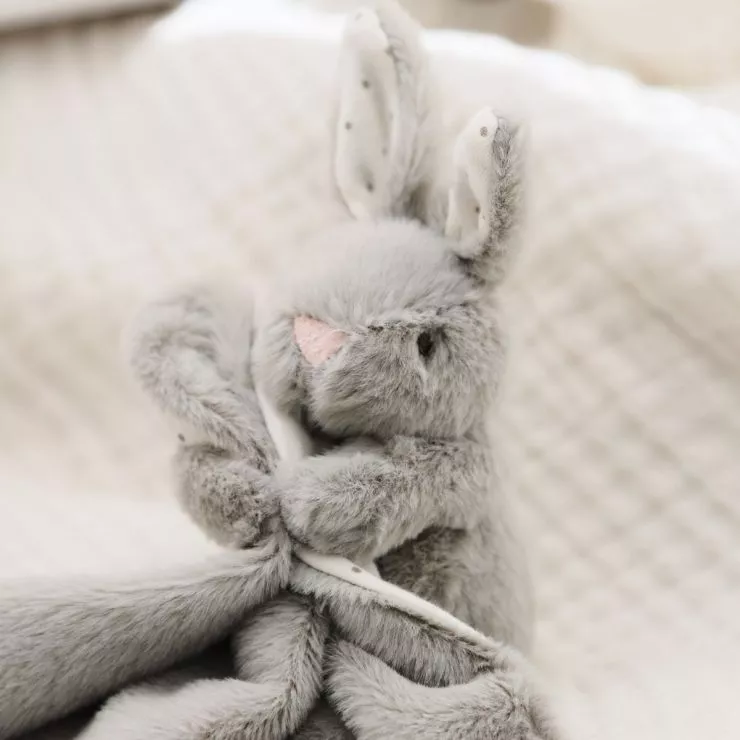Personalised Born in 2024 Grey Bunny Comforter