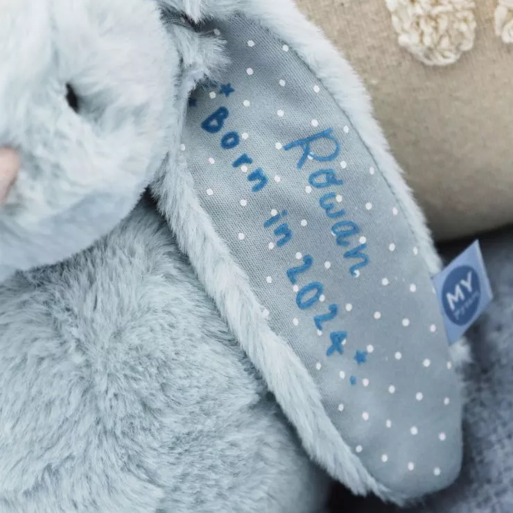 Personalised Born in 2024 Blue Bunny Soft Toy