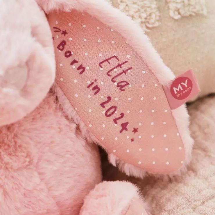 Personalised Born in 2024 Pink Bunny Soft Toy