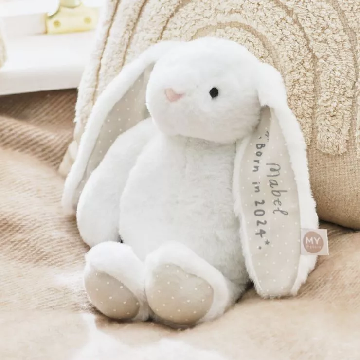Personalised Born in 2024 White Bunny Soft Toy
