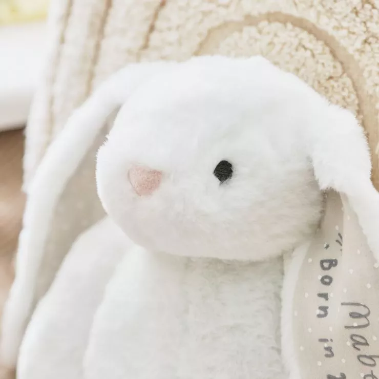 Personalised Born in 2024 White Bunny Soft Toy