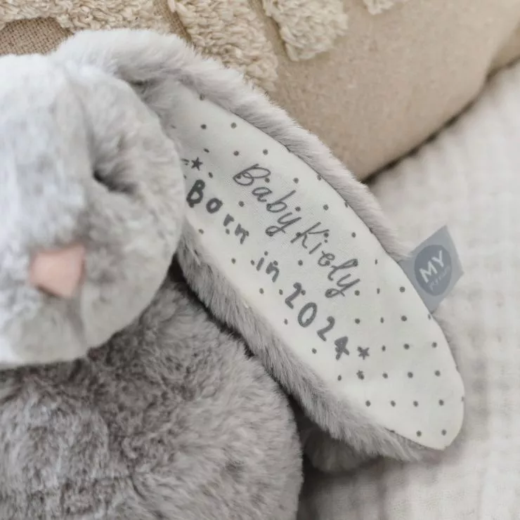 Personalised Born in 2024 Grey Bunny Soft Toy