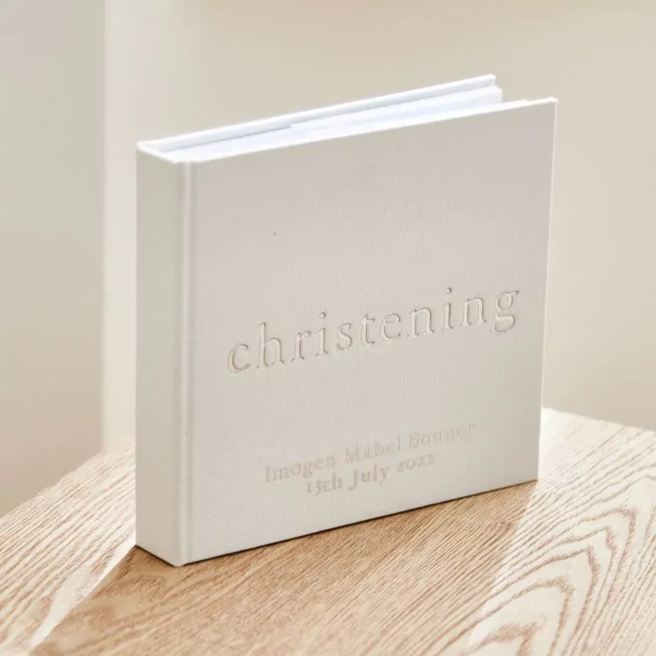 Personalised Christening Linen Photo Album