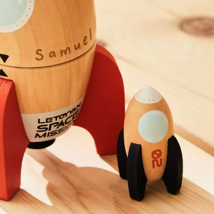 Personalised Magnetic Space Rocket Wooden Toy