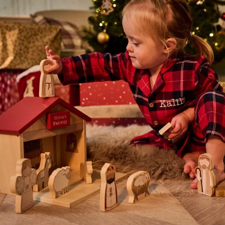 Personalised Wooden Children's Nativity Set