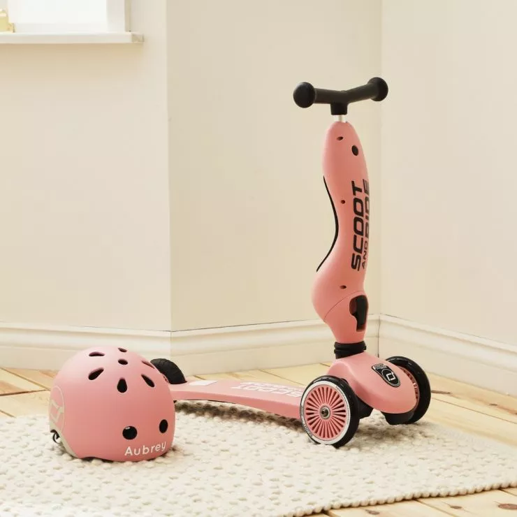 Personalised Scoot and Ride Pink Highway Kick 1 Scooter & Helmet Gift Set