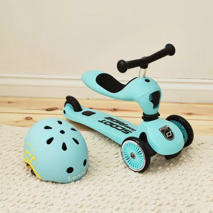 Personalised Scoot and Ride Blue Highway Kick 1 Scooter & Helmet Gift Set