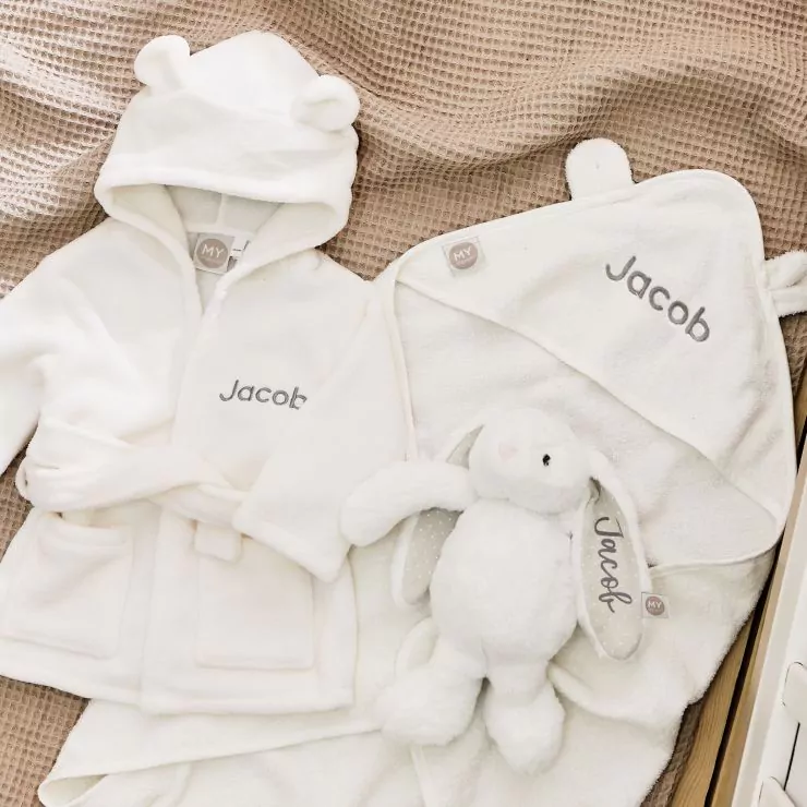 Personalised Ivory Splash, Snuggle & Cuddle Gift Set 