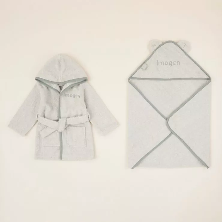 Personalised Grey Splash & Snuggle Gift Set