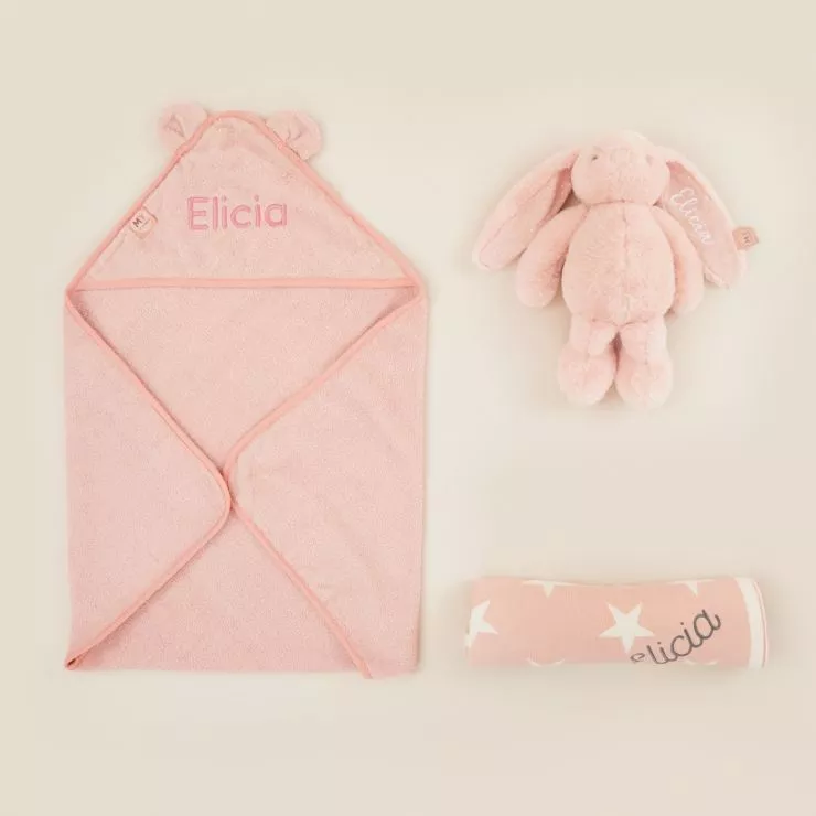 Personalised New Baby Essentials Gift Set - Pink