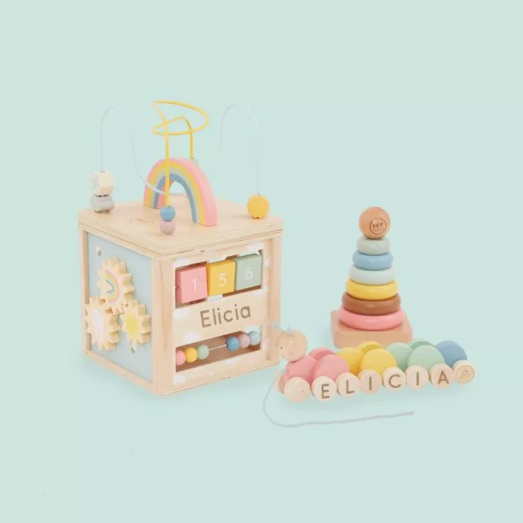 Personalised Colourful Wooden Toys Starter Set