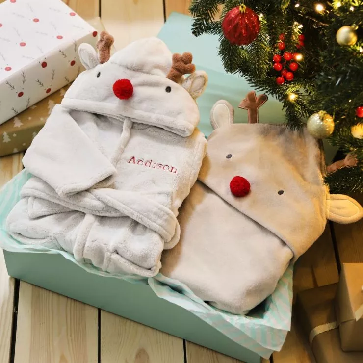 Personalised Reindeer Splash & Snuggle Gift Set