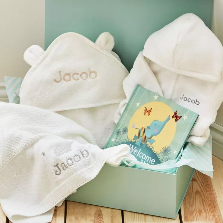 Personalised Welcome to the World New Baby Essentials Ivory Gift Set