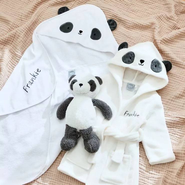 Personalised Panda Splash, Snuggle & Cuddle Set