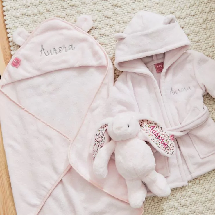 Personalised Light Pink Splash, Snuggle & Cuddle Gift Set