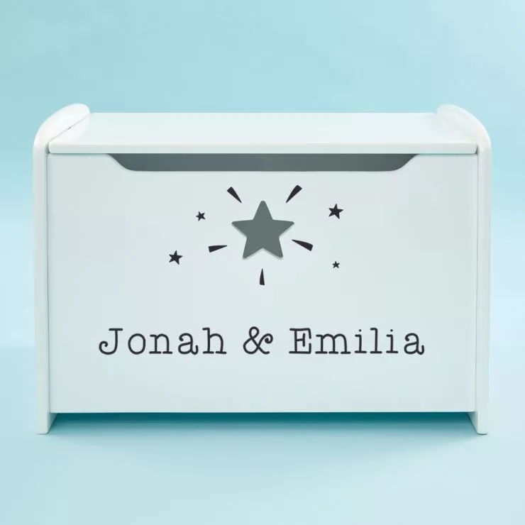Personalised White Star Design Toy Box