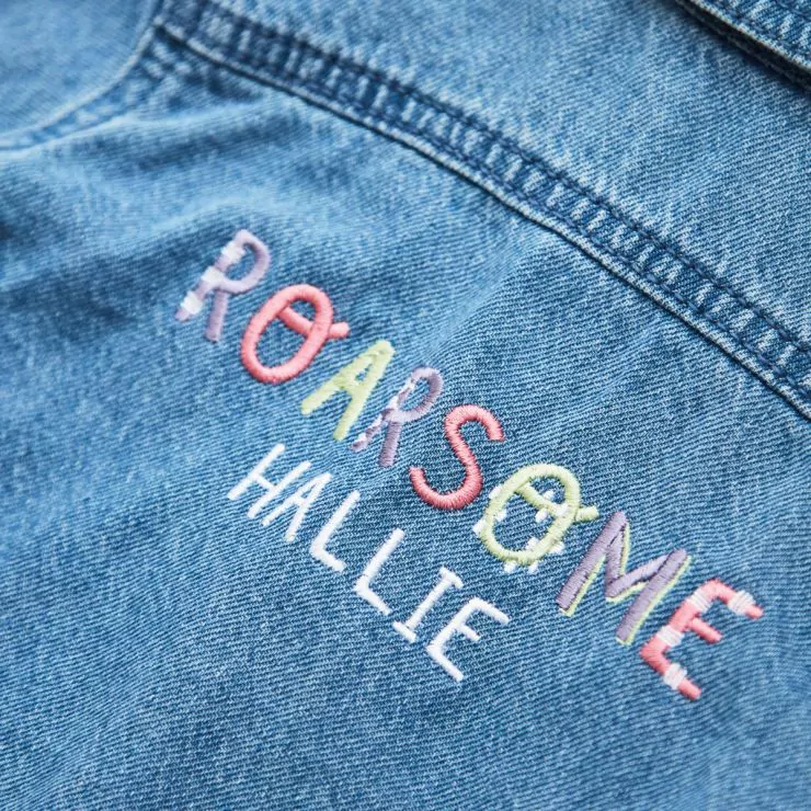 Personalised Girls Roarsome Denim Jacket